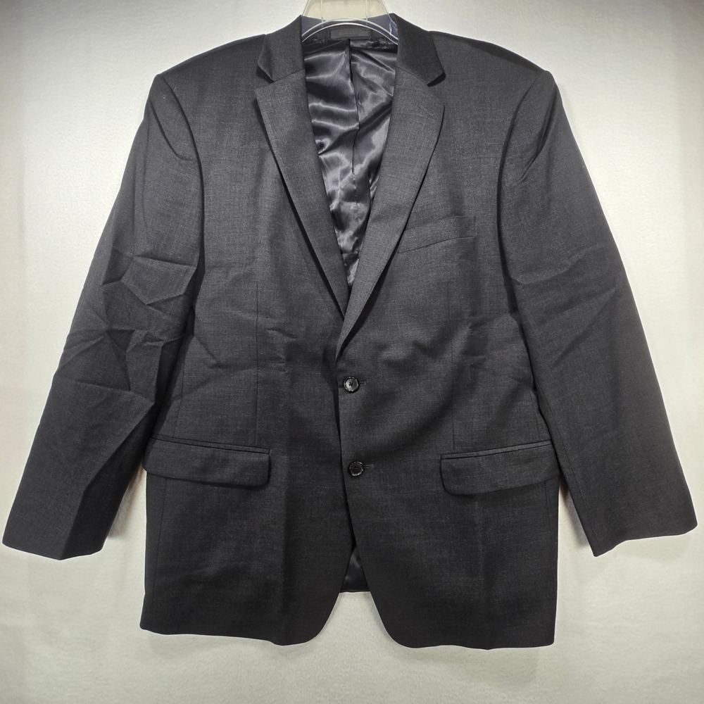Austin Reed London Mens 44R Blazer Jacket Charcoal Gray Wool Blend 2 Button
